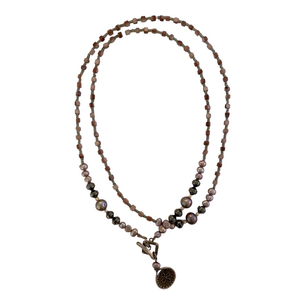 Silpada .925 Sterling Silver Beaded Necklace Lavender Shades - Picture 2 of 5